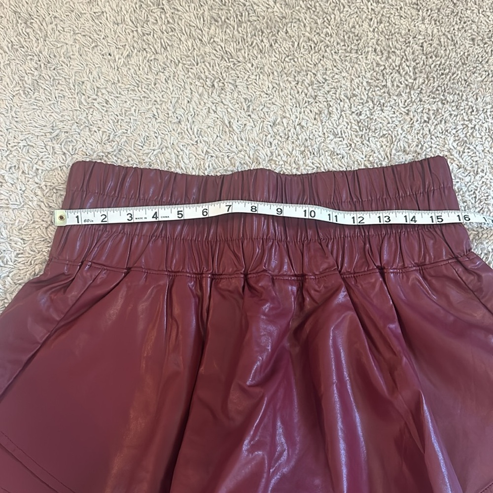 NWT Peach Love Burgundy Faux Leather Skirt Sz L - Picture 4 of 7